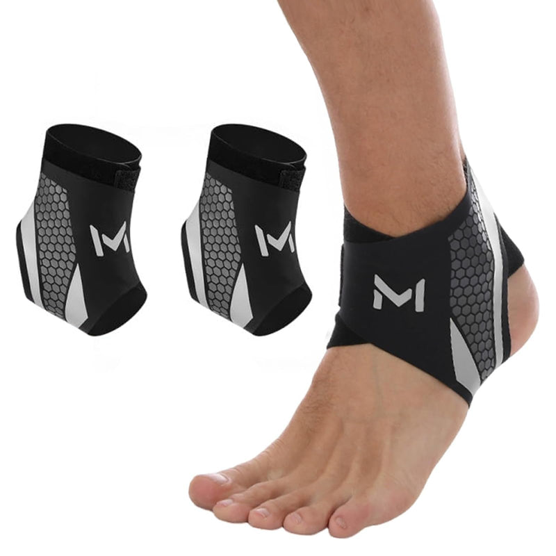 Ankle Brace 2 Pack for Men & Women, Adjustable Lace-Up Ankle Support with Straps, Breathable Compression Stabilizer for Sports, Running, Basketball & Daily Wear (Gray) - BeesActive Australia