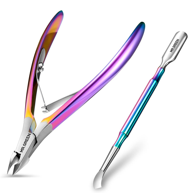 Cuticle Trimmer with Cuticle Pusher,Cuticle Nipper Professional Stainless Steel Cuticle Cutter,Sharp Durable Pedicure Manicure Tools for Fingernails and Toenails Mr-1050Ti-plus