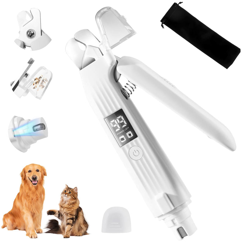 2 in 1 Dog Nail Clippers an Nail Grinder Pet Trimmers for Dogs Cats Claw Nail Care Tool USB Rechargeable Dogs Nail Trimmer with LED Lights and Storage Bag Low Noise Pet Electric Grinder - BeesActive Australia