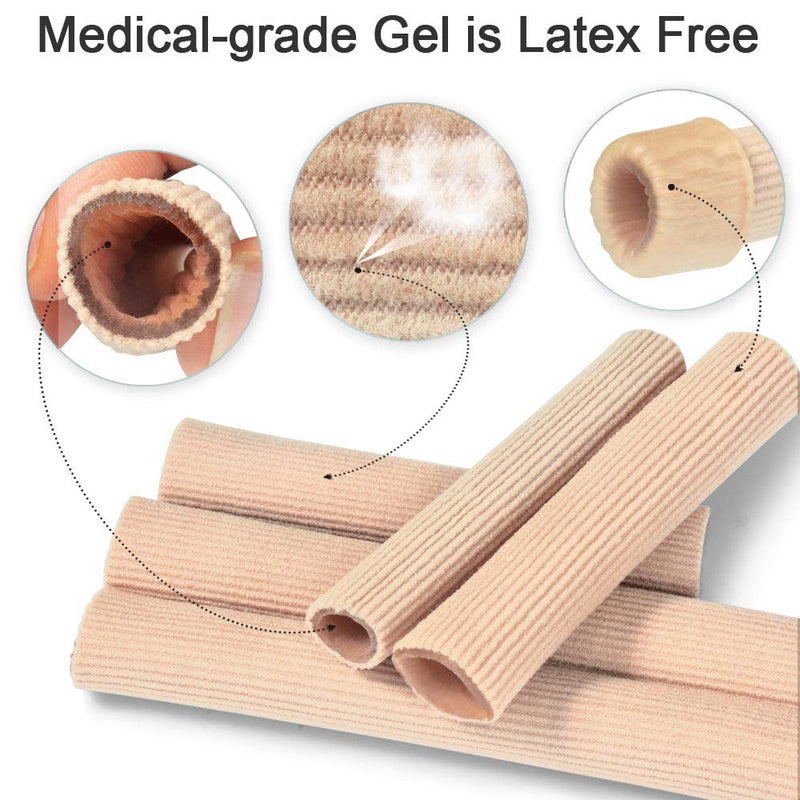 Cuttable Toe Tubes Sleeves 5 Pack Small Size, Made of Elastic Fabric Lined with Silicone Gel. Toes Sleeve Protectors Relief Toe Pressure Pain, Corn and Calluses Remover 5.9Inch (Pack of 5)