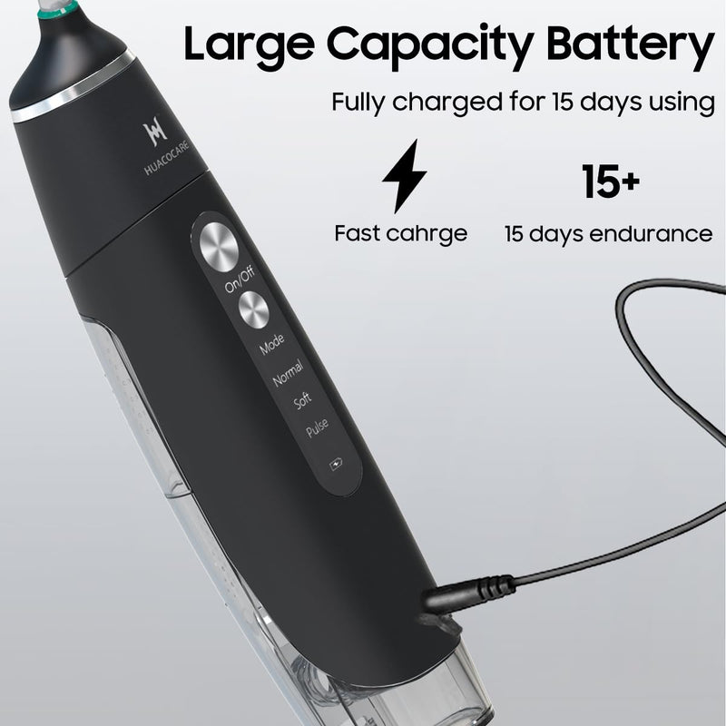 Water Flosser Equipped with Two Water Tanks for Home and Travel,3 Modes Dental Oral Irrigator,Portable,IPX7 Waterproof,Powerful Battery Life, Water Dental Flossers for Teeth (Black) Black
