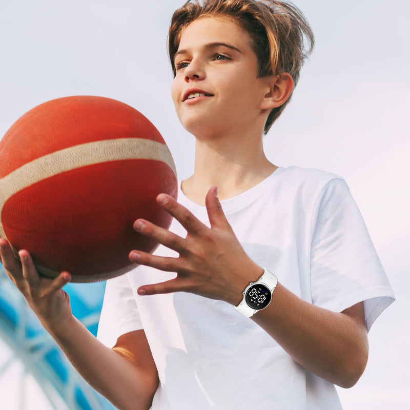 BEN NEVIS Kids Watch for Boys Girls Waterproof Digital Watch for Kids with Pedometer, Vibration Alarm Clock, Stopwatch, Calendar, No App for Ages 5-18 04-White - BeesActive Australia