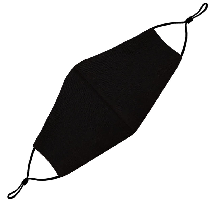 Washable Face Mask with Adjustable Ear Loops & Nose Wire - 3 Layers, Made in USA Solid - Black