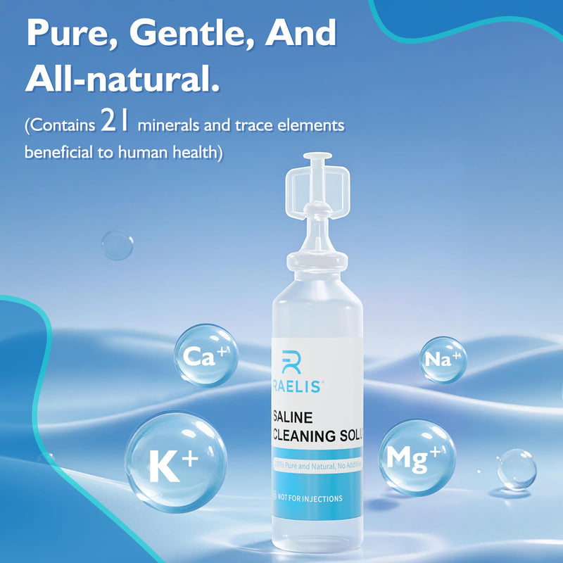Saline Solution, 300ml /10.56 FL OZ Normal Solution for Multiple Household Uses, 5ml Each, 60 per Box