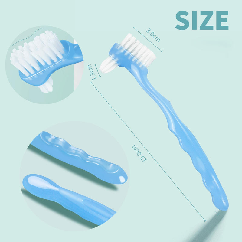 4 Pieces Denture Brush, Small Toothbrush for Dentures, Multi-Layered Bristles Ergonomic Rubber Handle for False Teeth Cleaning - BeesActive Australia