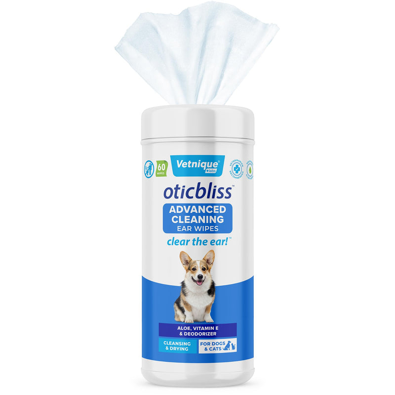Oticbliss Advanced Cleaning Wipes XL (60 Ct) and Oticbliss Chlorhexidine Flush (12 oz) Bundle Complete Dog Ear Care with Dog Ear Cleaning Wipes Plus Ear Drying Solution for Dogs with Salicylic Acid - PawsPlanet Australia