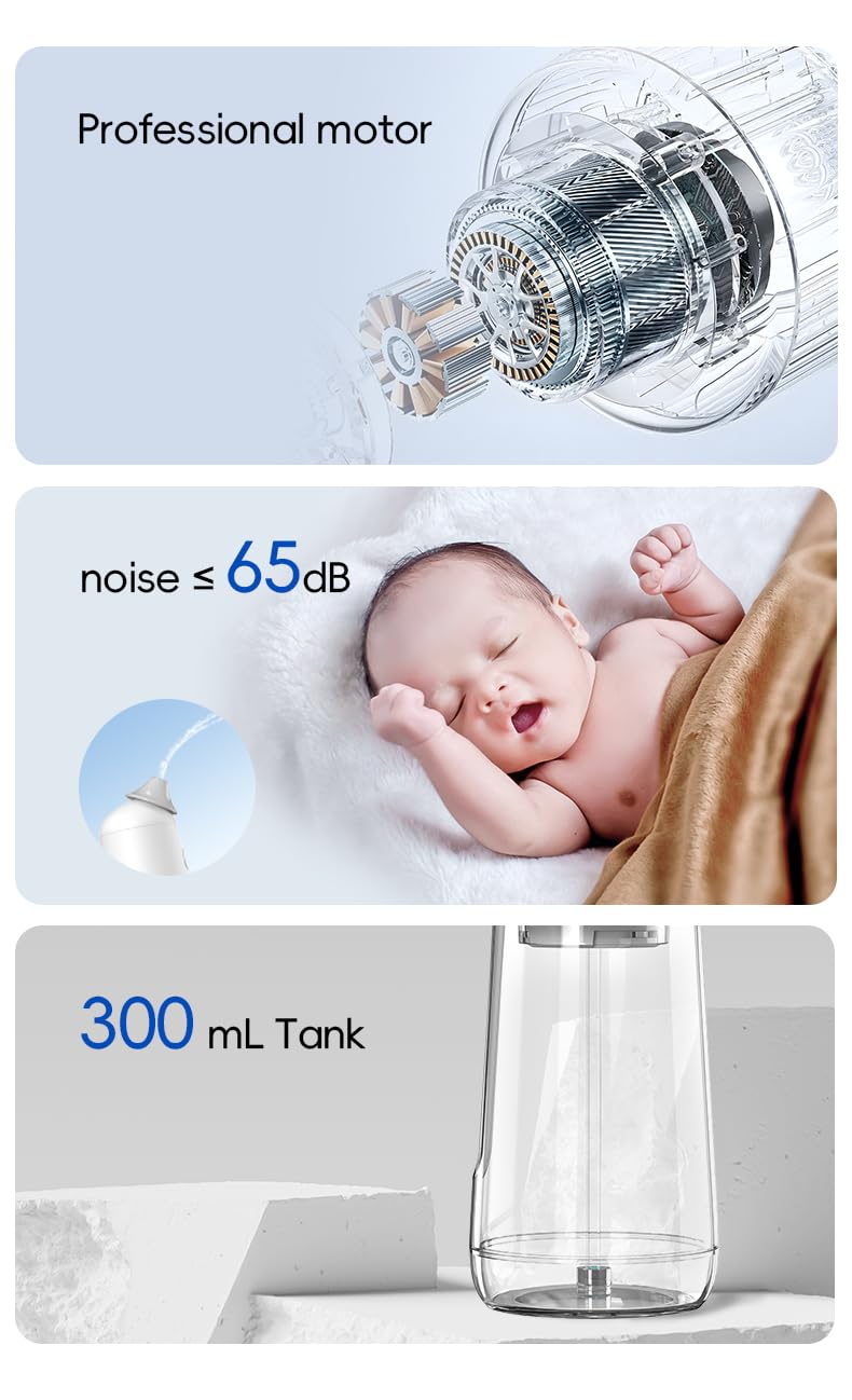 Neti Pot Sinus Rinse, Cordless Electric Nasal Irrigation System, Nose Cleaner,Nasal Rinse Bottle, Nasal Rinse Kit，3 Modes 2 Jet with 300ml, with 30 Wash Salt Packets for Adult & Kid