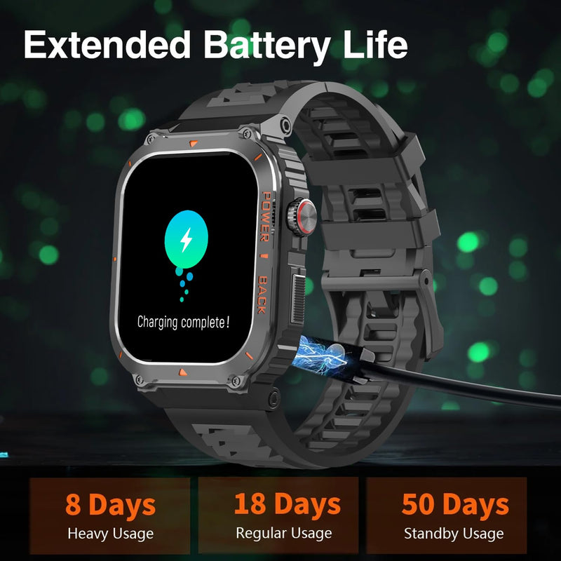 Military GPS Smart Watch for Men Pressure/Altitude/Compass,Fitness Smart Watch for Android Phones and iPhone,Outdoor Waterproof Fitness Tracker with Blood Oxygen/Heart Rate/Sleep/100+ Sport Modes Black - BeesActive Australia