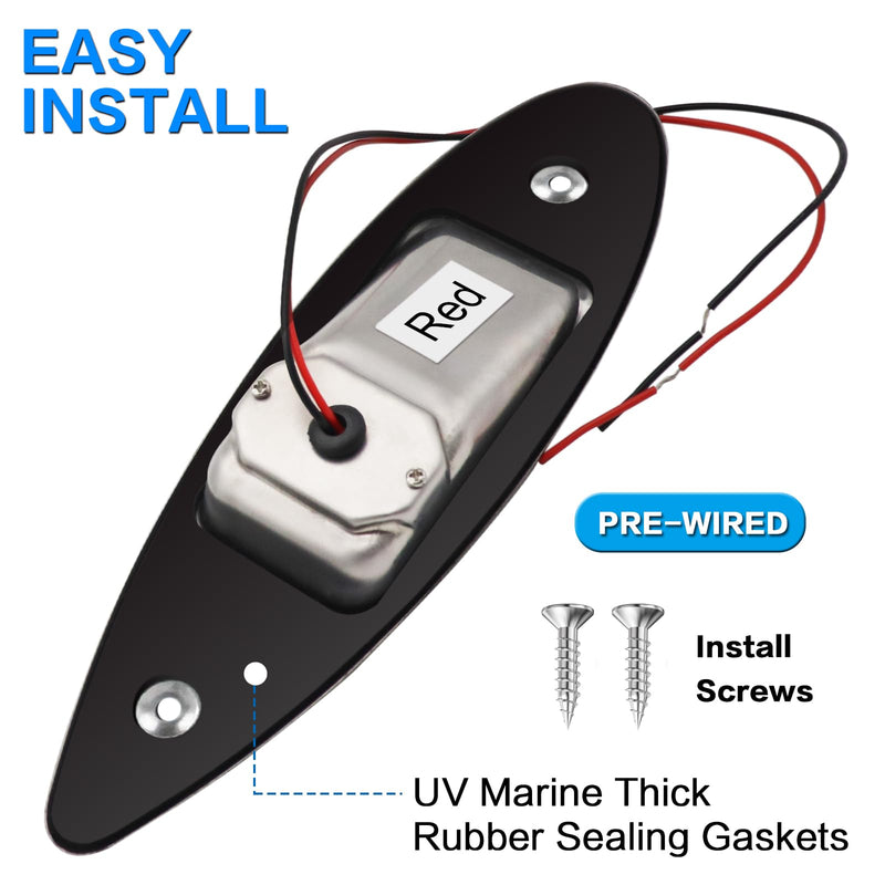12V LED Navigation Boat Lights Teardrop Type Side Bow Light Waterproof Stainless Steel Shell Marine Boat Yacht Sailing Signal Warning Light visibility 2NM Model 1