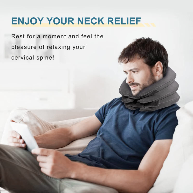 Neck Stretcher for Neck Pain Relief, Cervical Neck Traction Device, Neck Traction Device for Home Use, Neck Decompression Devices, Inflatable Stretcher, Neck Decompression(Gray) Grey - BeesActive Australia