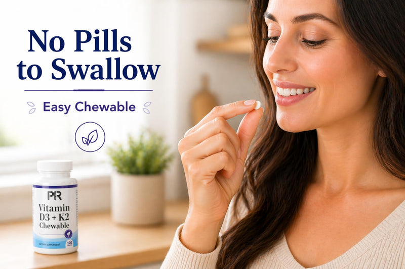 D3 + K2 Chewable Bone, Heart Calcium Absorption, Delicious. | High Potency, Bone, Heart & Immune Support, Vitamin K2 MK-7, Gluten-Free, USA