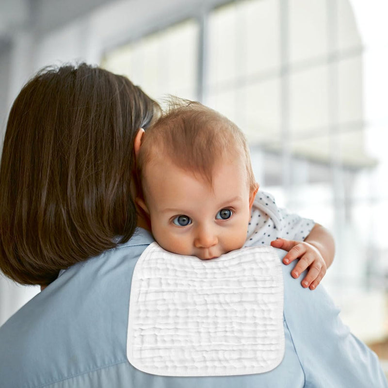 AIDEA Burp Cloths-20"x10", Muslin Burp Cloths for Babies, Highly Absorbent Cotton Burp Cloths, Large Soft Breathable Baby Rags for Boys and Girls, Newborn Essentials, White-10 Pack 20"X10" - BeesActive Australia