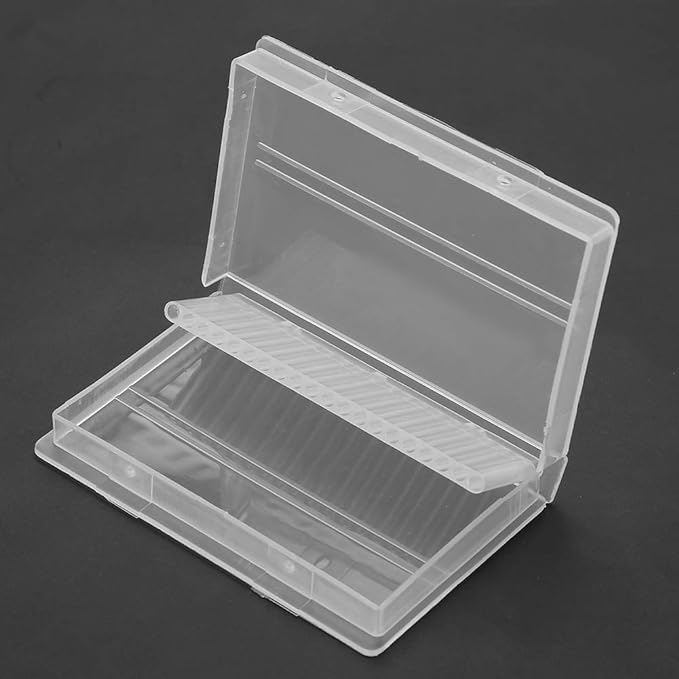 Nail Bit Case, Drill Bit Stand, Nail Storage Box Holder, Clear Drill Storage Case, Stores 20 Pieces, Convenient for Nail Organizer, Engraving, Grinding Set - BeesActive Australia