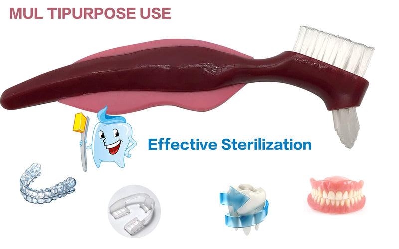 Premium Hard Denture Brush Toothbrush, cleaning brush, Multi-Layered Bristles & Portable Denture Double Sided Brush, Denture Care(Pack of 2) - BeesActive Australia