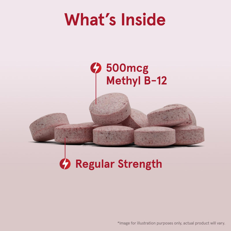Jarrow Methyl B-12 Chewable Tablets 500 mg, Vitamin B12 Supplements, 100 Ct | Dietary Supplement for Cellular Energy Production and Brain Health Support, Cherry Flavor Chewable Tablets, 100 Day Supply 100 Count (Pack of 1)