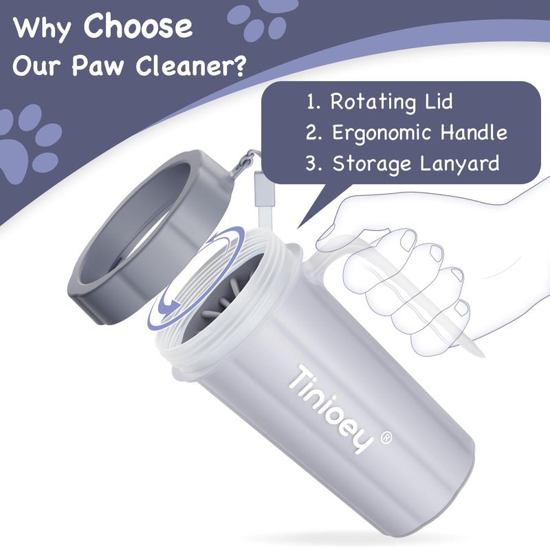 Paw Cleaner with Handle for Large Dogs - Effectively Cleans Muddy Paws and Feet for Dogs & Pets (Gray) Large with Handle Gray - BeesActive Australia