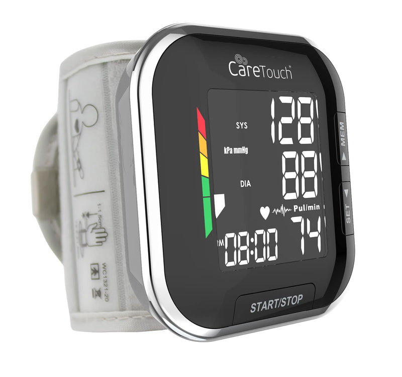 Care Touch Platinum Black Wrist Blood Pressure Cuff Monitor, Automatic Wrist BP Cuff, Adjustable Blood Pressure Wrist Cuff, Irregular Heartbeat Indicator - Blood Pressure Cuffs, Home & Hospital Use - BeesActive Australia