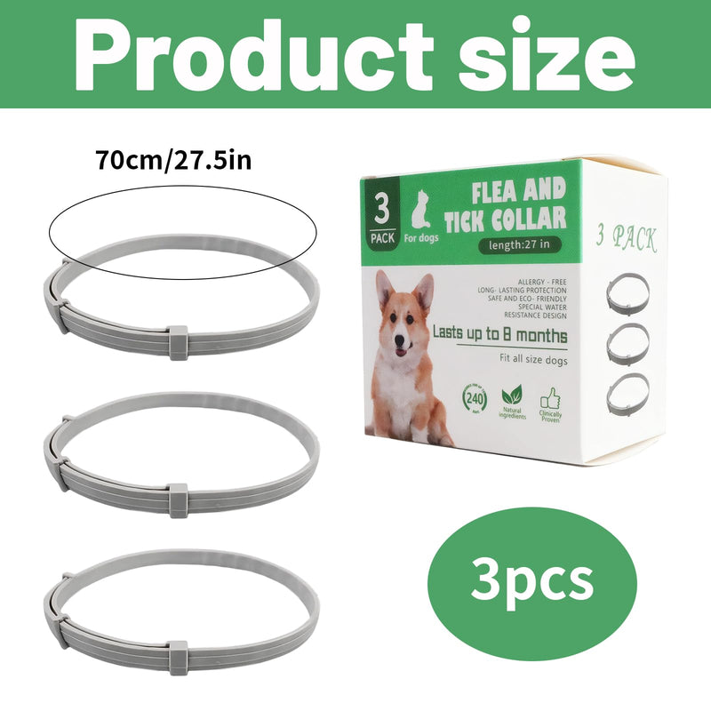 3 Pcs Calming Collar for Dogs, 70cm/27.56in Dog Calming Collar for Anxiety, Adjustable Anxiety Relief Collar, Dog Anxiety Relief for All Small Medium Dogs (Grey)