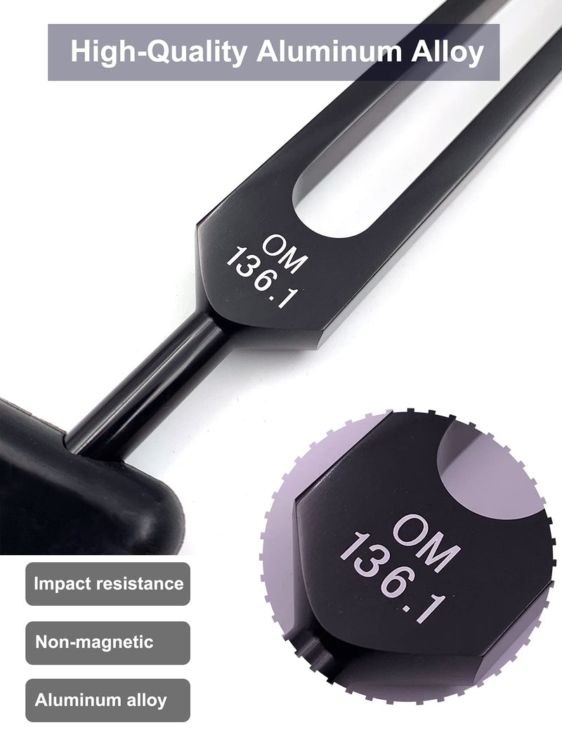 OM 136.1Hz Tuning Fork Weighted, Heart Chakra Tuning Energy Fork for Sound Healing, Meditation, Immune System and Circulatio, Perfect Healing Musical Instrument, Black 136.1HzÔºàBlackÔºâ - BeesActive Australia