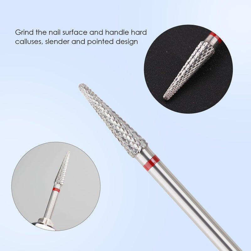 Qunzhao Tungsten Steel Nail Drill Bits,- Removing cuticle Bits 3/32" Shank - Manicure, Nail Art, Drill Machine tools (02 F-Conical ball bit) 02 F-Conical ball bit