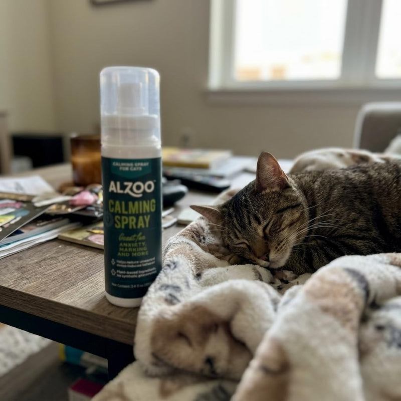 ALZOO Cat Calming Spray - Plant Based Plant Based Stress & Anxiety Relief, with Nepeta Cataria, No Synthetic Pheromones, Stress and Anxiety Relief During Travel, Vet, Fireworks, Separation