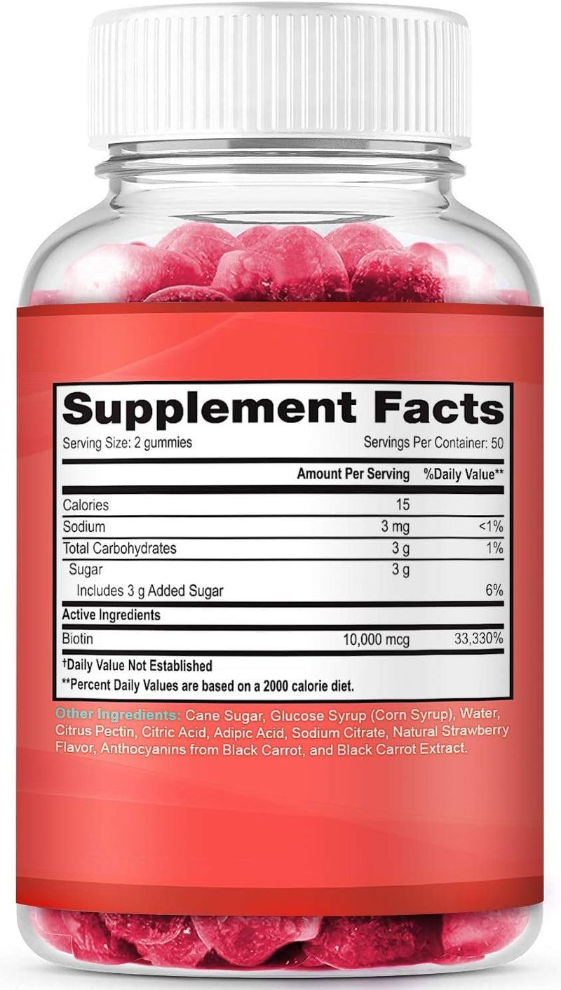LifeCentric Health Biotin Gummies for Adults | Max Strength Biotin 10000mcg | Chewable Biotin Supplement for Women and Men | 100 Count Vegan Hair Gummies for Hair Skin and Nails
