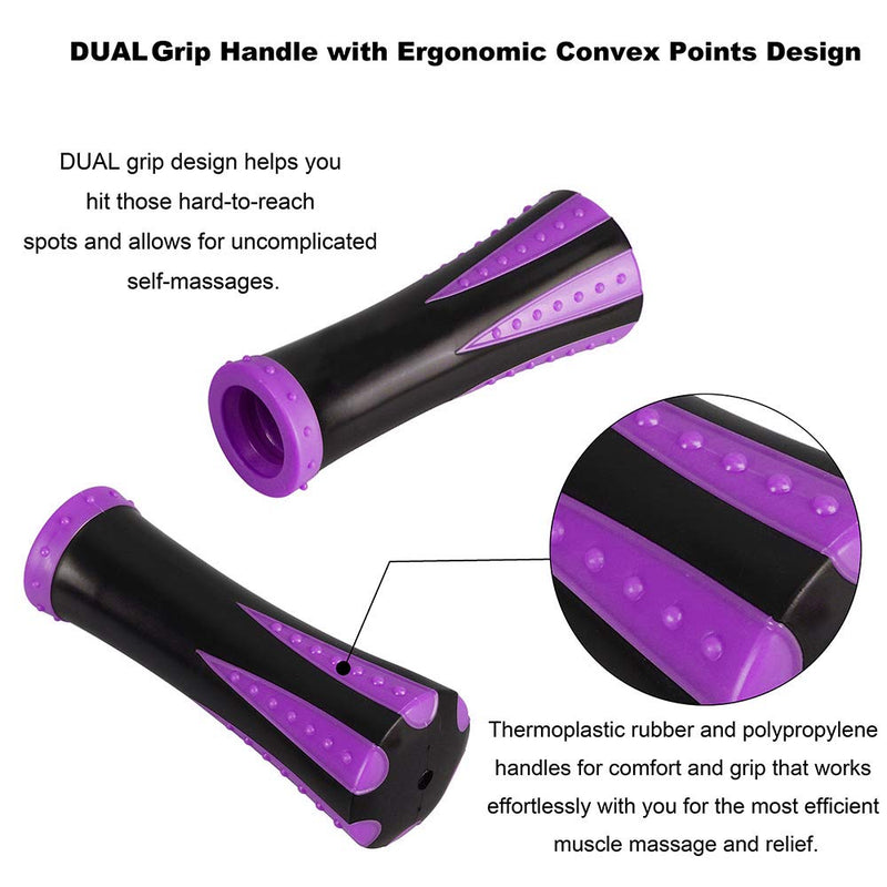 YANSYI Professional 9-Roller Deep Tissue Massage Stick - Portable Muscle Recovery Roller for Athletes, Relieves Post-Workout Soreness & Leg/Back Pain - Portable Physio Tool (Purple) Purple