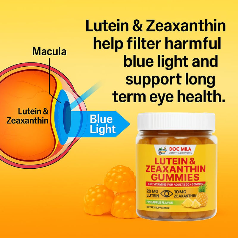 Lutein & Zeaxanthin Gummies – Eye Vitamins for Adults 50+ & Seniors – Eye Health Supplements for Over 50 Adults – Luteina y Zeaxantina para Los Ojos – 30 Chewable Gummy