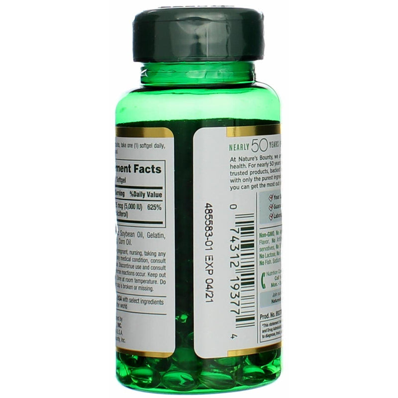 Nature's Bounty, D 5000 Iu Softgels, 100 ct 100 Count (Pack of 1)