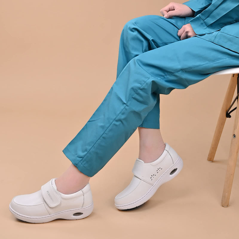 Women's Healthcare Nursing Shoes Lightweight Comfortable Nurse Shoe Footwear Restaurant Loafer Waterproof Work Shoes 8.5 White-209 - BeesActive Australia