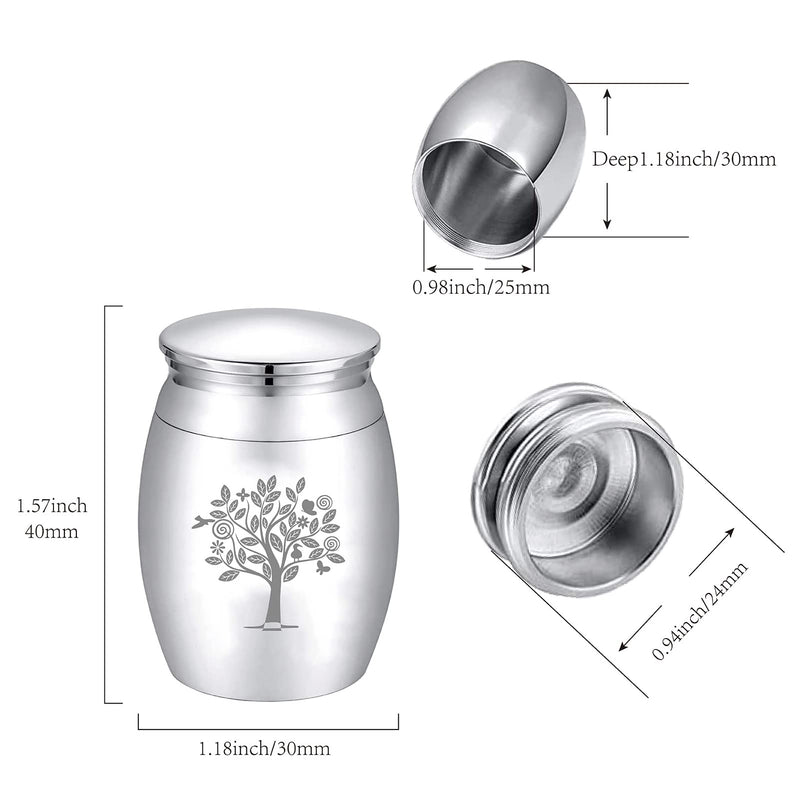 CREATCABIN Small Keepsake Urn Tree of Life Mini Urns for Ashes Miniature Funeral Container Glass Engraving Stainless Steel For People Family Friends Pet Memorial Silver 40x30mm Splitter Tree of Life - BeesActive Australia