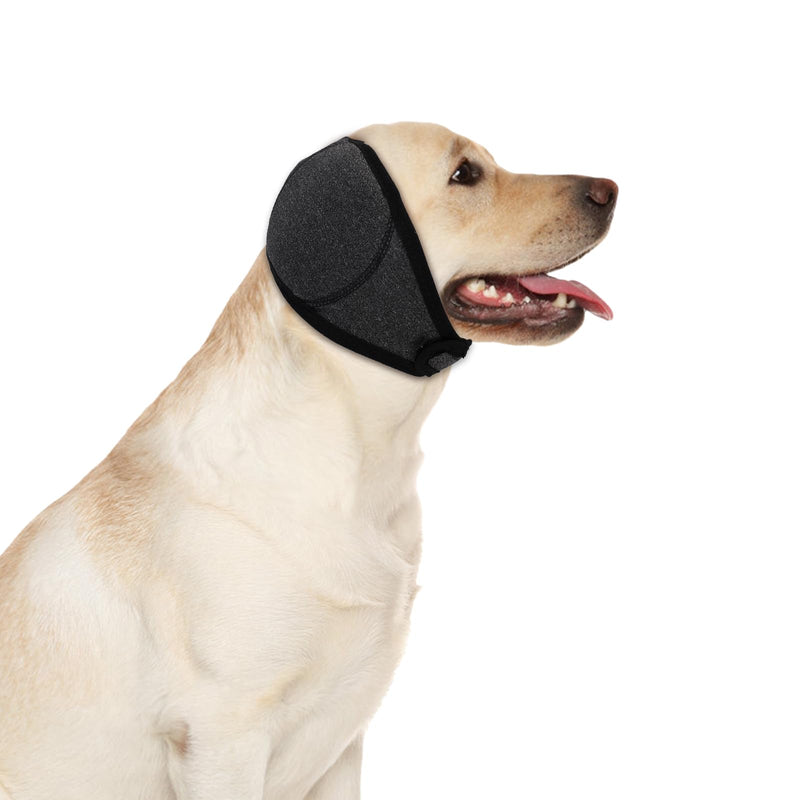 Dog Calming Hoodie Ear Wraps, Comfortable Quiet Ears Cover Muffs Plug Waterproof & Adjustable Dog Head Wrap Bonnet for Noise Protection Firework Grooming Bathing Anxiety Thunderstorms(Grey, L)