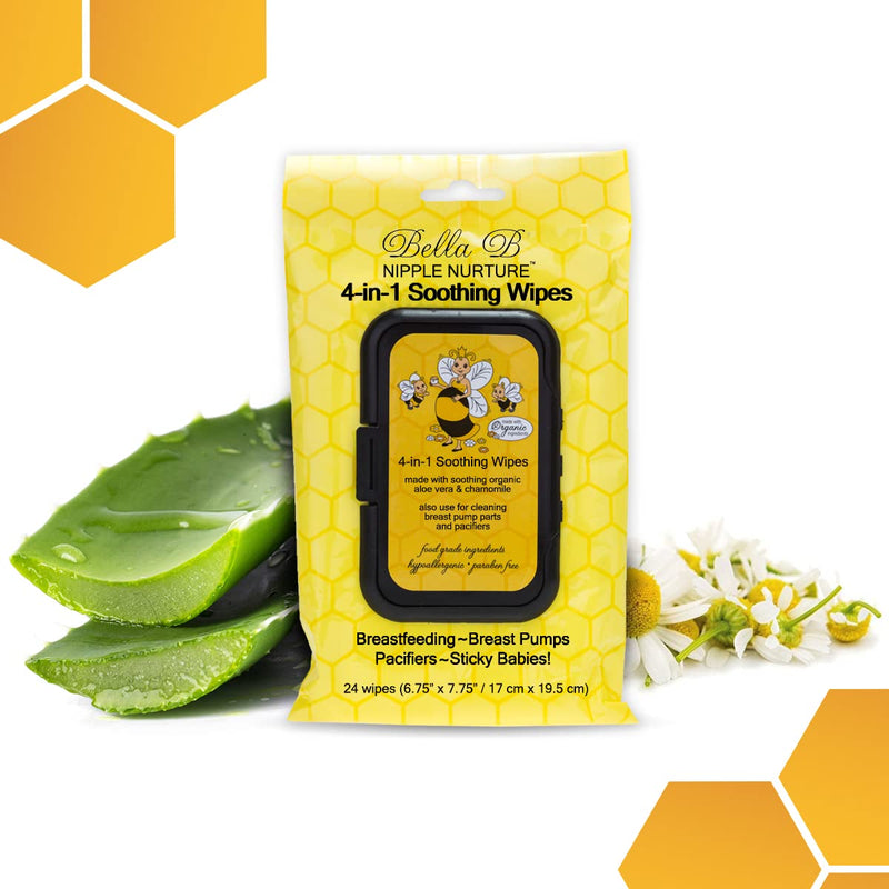 BELLA B Nipple Nurture 3-Piece Breast Wipes/Baby Wipe Bundle - Breast Pump Cleaning Wipes - Nursing and Breastmilk Wipes 1 Count (Pack of 1) Aloe Vera - BeesActive Australia