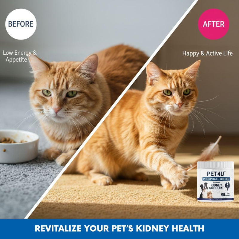 Kidney Support for Dogs & Cats - Advanced Phosphate Binder Soft Chews for Renal Health - Chitosan, Omega-3s, B Vitamins - Promotes Kidney Function & Vitality - 90 Count