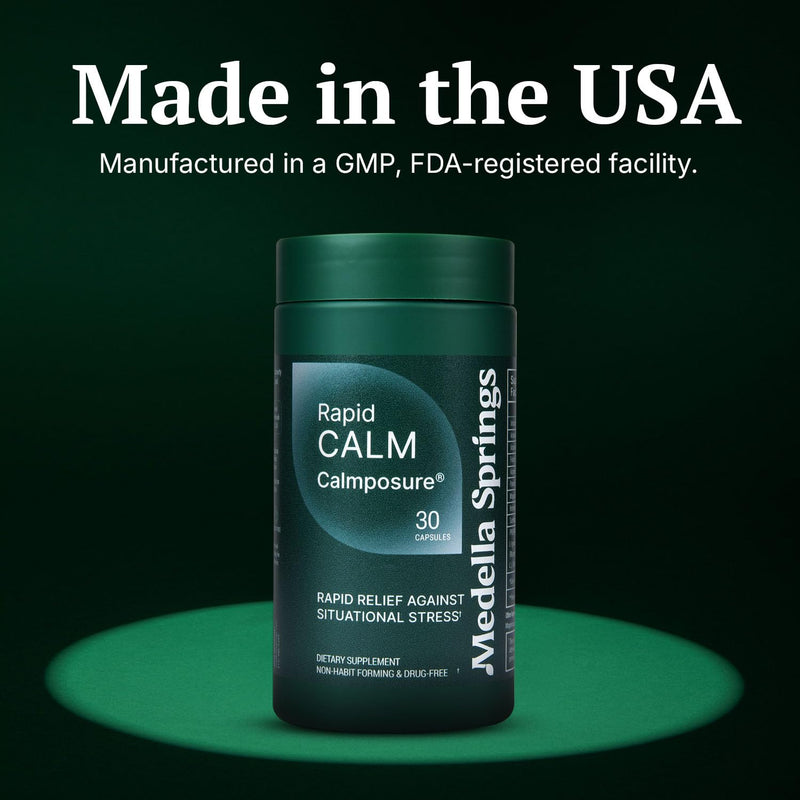 Anti Stress Supplements - Quick Relief from Situational Stress (60 Caps) | Calm Supplement - Side Effect-Free Stress Pills - Calming Supplements for Adults with Magnesium & Vitamin C Calmposure