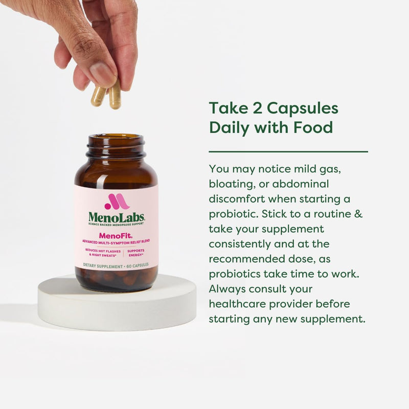 MENOLABS MenoFit, Menopause Supplements for Women - 60 Capsules - Advanced Women’s Probiotic with Vitamins and Red Clover for Gut Health, Hot Flashes and Hormone Balance for Women | Advanced Women's Probiotic, Vitamins and Red Clover, Gut Health Suppor...