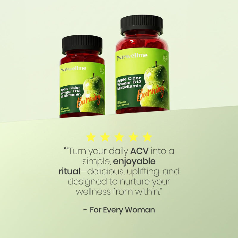 Montue NEWELLME Apple Cider Vinegar Gummies B12 Multivitamin,ACV Supplement Gummy Vitamins,Non GMO, Vegetarian Supplement for Women & Men,Support Normal Energy Levels & Gut Health 30 Gummies (30)