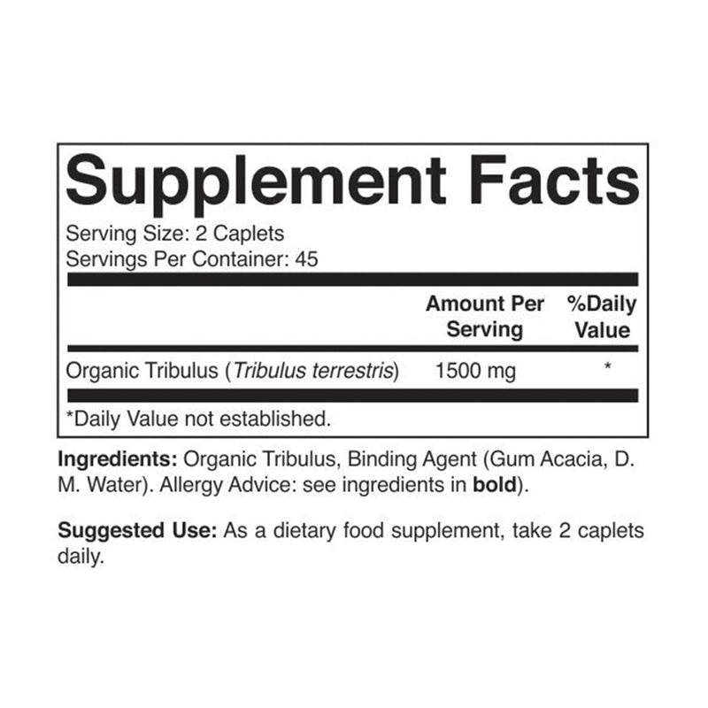 Brieofood Organic Tribulus 1500mg, 45 Servings, Vegetarian, Gluten Free, 90 Vegetarian Tablets - BeesActive Australia