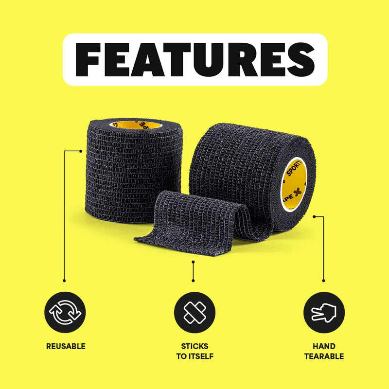 6 Rolls SPORTTAPE Self-Adhesive Football Sock Tape - 5 cm x 4.5 m - Blue - Cohesive Bandage Sock Tape Sock Tape - Foot and Wrist Bandage Athletes - Pet Vet Wrap Fixing Bandage for Horses Dogs 5 x 450 cm (6 Rolls) - BeesActive Australia