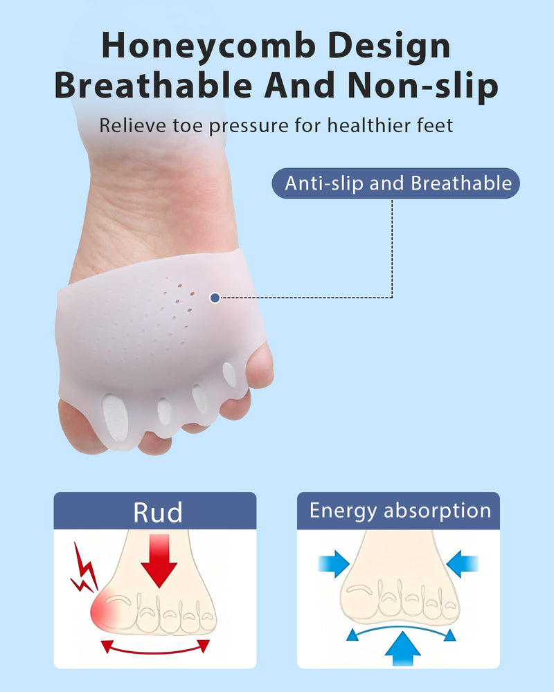 Adjustable Silicone Toe Separators, Spacers Bunion Corrector for Women Men, Toe Straightener, Breathable Soft and Comfortable Silicone Foot Cushions (4 Pairs) Adjustable