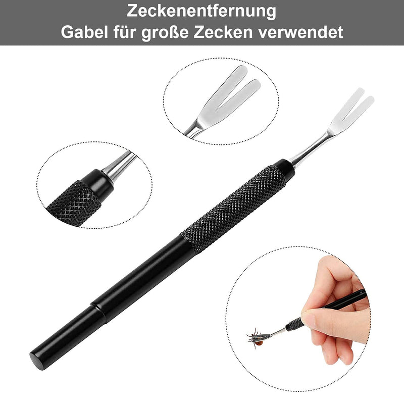 MEISO 4 pieces stainless steel tick remover set, black tick tweezers, tick hook for humans, dogs, cats (with storage box) - BeesActive Australia
