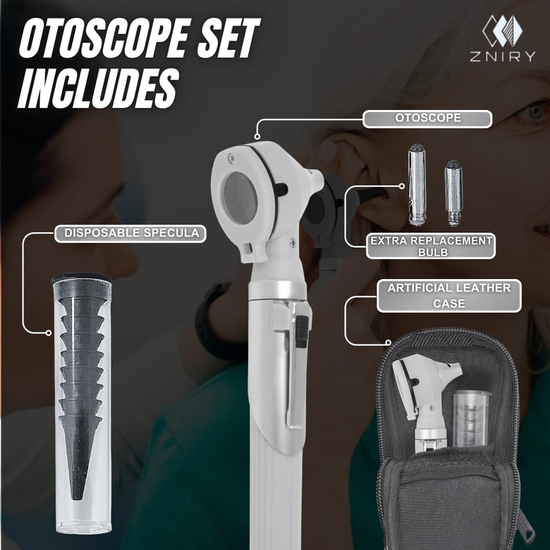 Mini Otoscope - Ear Scope with Light, Ear Infection Detector Mini Otoscope - Portable Ear Light and Exam Kit for Home Use - 3X Magnifying Fiber Optic Scope (Grey) Grey - BeesActive Australia