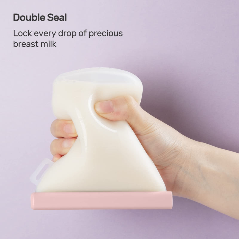 Nuliie 7 Pcs Silicone Breastmilk Storage Bags Reusable, 8oz/240ml Double Leak-Proof Breastmilk Freezer Bags, BPA Free Self-Standing Milk Bags for Breastfeeding, Baby Food Pouches Color 7 Count - BeesActive Australia