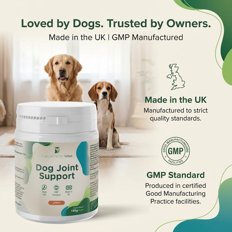 Joint Powder for Dogs - Includes Green Lipped Mussel for Dogs & Glucosamine - Joint Supplements for Your Young or Senior Dog - Mobility Support -150g Chicken Flavour