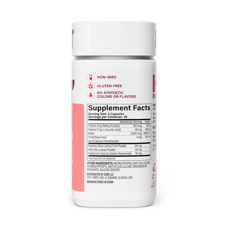 Habit Hair, Skin & Nails Supplement 2 Pack (120 Capsules) - New Look, Supports Skin Hydration, Hair & Nail Strength, Biotin 2000mcg, Vitamin A & C, Hyaluronic Acid, Rosehip, Vegan, Non-GMO Dual Pack