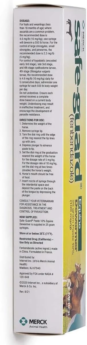 Merck Animal Health Safe Guard Equine Dewormer Paste - BeesActive Australia