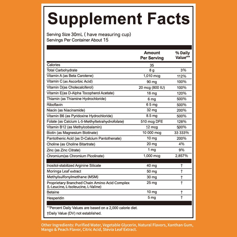Maaryruth Multivitamin Hair Growth | Biotin 10000mcg | Hair & Skin Support Supplement | Clinically Tested for Thicker Hair & Skin Elasticity | Suitable for Women Ages 18+ | 15.22 Fl Oz