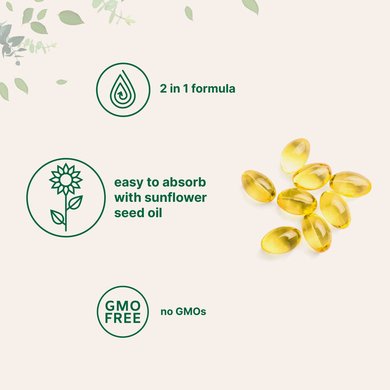 Micro Ingredients Vitamin D3 5,000 IU + K2 MK-7 100 mcg, 2 Pack (600 Softgels) | Liquid-Filled with Sunflower Oil | 2-in-1 Vitamins D & K Complex | Extra Strength, Easy to Swallow, Non-GMO, No Gluten 300 Count (Pack of 2)
