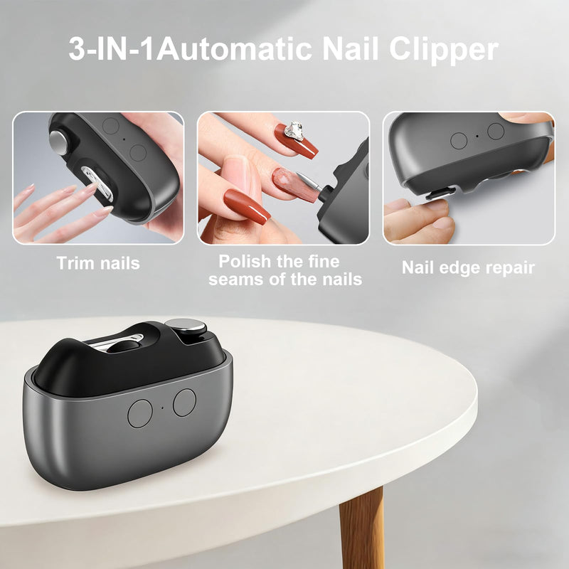 Electric Nail Clipper, Automatic Electric Nail Clipper, Portable 3-in-1 Electric Nail Trimmer and Polisher Electric Toenail Clippers with LED Light 2 Speed Settings for Babies, Seniors and Adults (A) A - BeesActive Australia