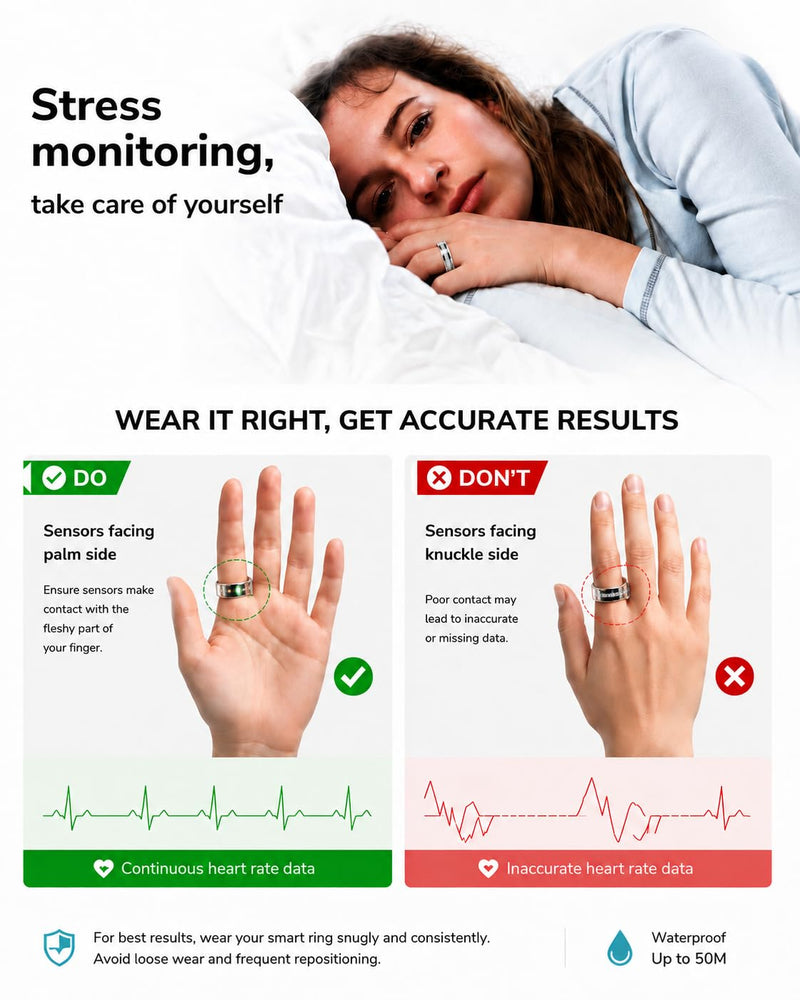 Smart Ring for Women & Men, Smart Ring Sleep Tracker, No Subscription